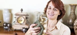 Woman polishing antiques