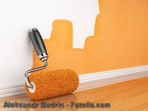 Painting of an empty wall. Renovation home. 3D illustration