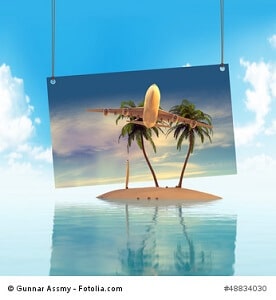 Urlaub Insel Illustration Urlaubsflieger 3D