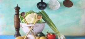 vegetables and kitchen utensils, cooking concept, free copy space