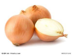 Fresh bulbs of onion on a white background