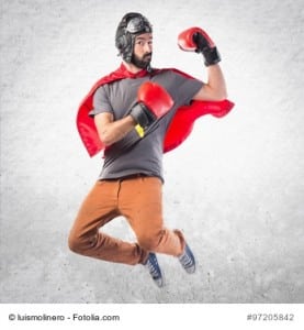 Superhero with boxing gloves