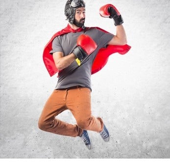 Superhero with boxing gloves