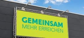 Werbebanner mit der Aufschrift Gemeinsam mehr erreichen