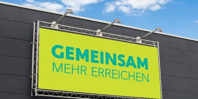 Werbebanner mit der Aufschrift Gemeinsam mehr erreichen