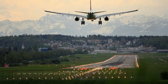 Ein startendes Flugzeug